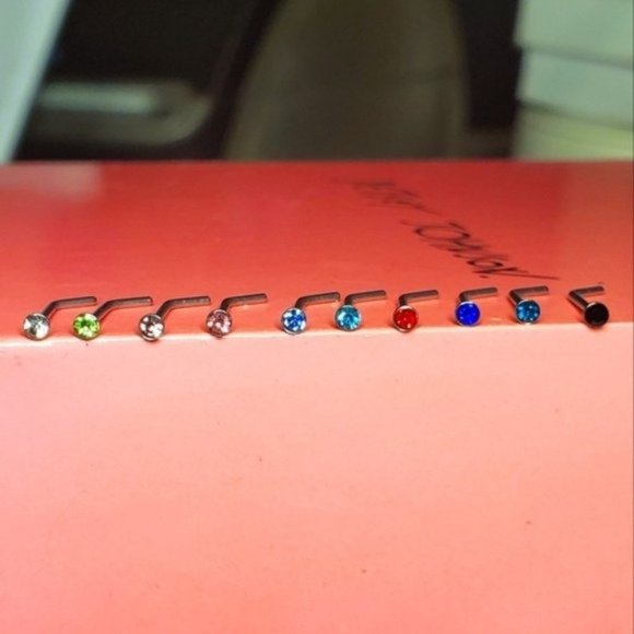 New 10 Crystal Micro Minimalist Tiny Nose Studs - Picture 2 of 16